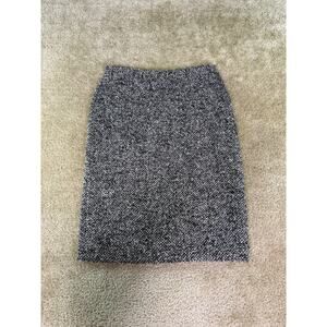 Liz Claiborne Collection Skirt Size 10 Gray White Wool Blend Tweed A-Line D888